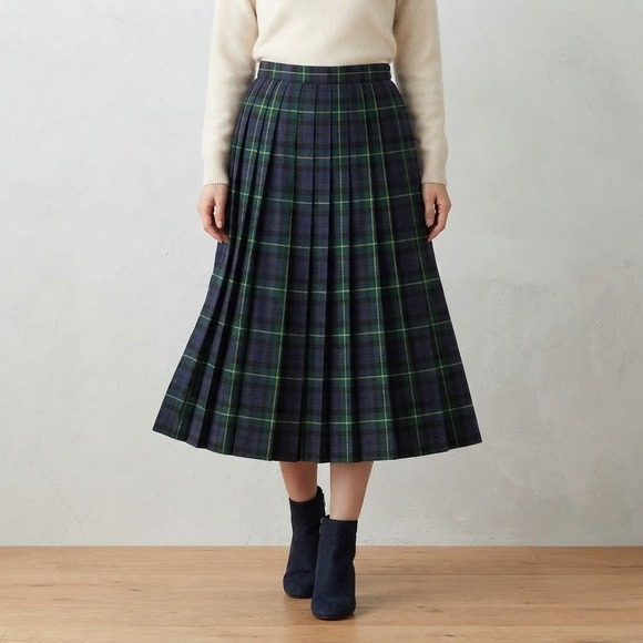 Carroll Reed Dresses & Skirts - Carroll Reed Pleated Plaid Skirt Womens XL Green Blue Yellow Tartan Schoolgirl